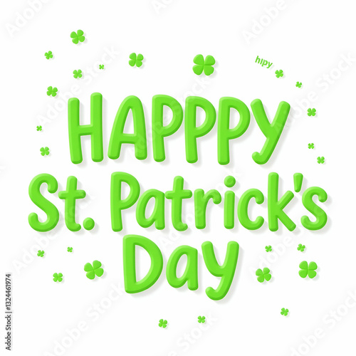 Bright and Cheerful Happy St. Patrick's Day Greeting with Clover Decorations