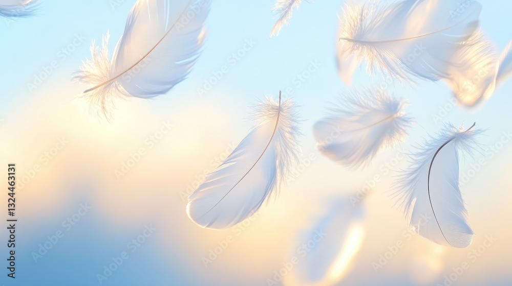 Naklejka premium Fluffy Feathers Dancing Gracefully In Warm Sunlight.