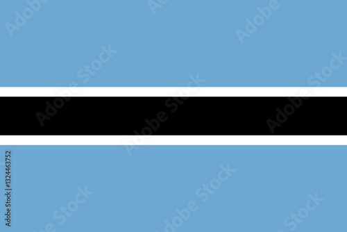 The flag of Botswana, with accurate proportions and official colors. Vector image.