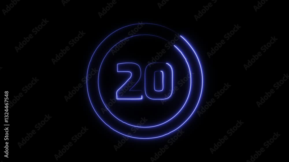 Glowing Neon Speed Limit 20 Sign Black Icon Isolated on Black Background. HD Video Graphic Animation Glowing Neon Speed Limit 20 Sign Black Icon Isolated on Black Background. HD Video Graphic Animation