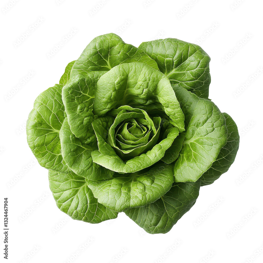 Fototapeta premium Vibrant fresh lettuce close-up food natural top view healthy eating concept isolated on transparent and white background