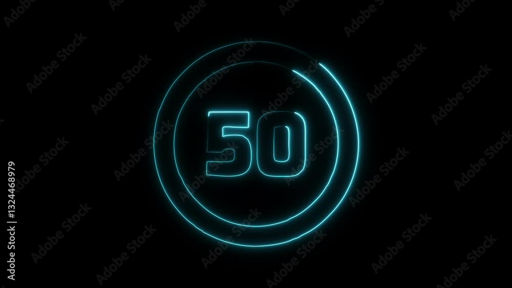 Glowing Neon Speed Limit 50 Sign Black Icon Isolated on Black Background. HD Video Graphic Animation Glowing Neon Speed Limit 50 Sign Black Icon Isolated on Black Background. HD Video Graphic Animation