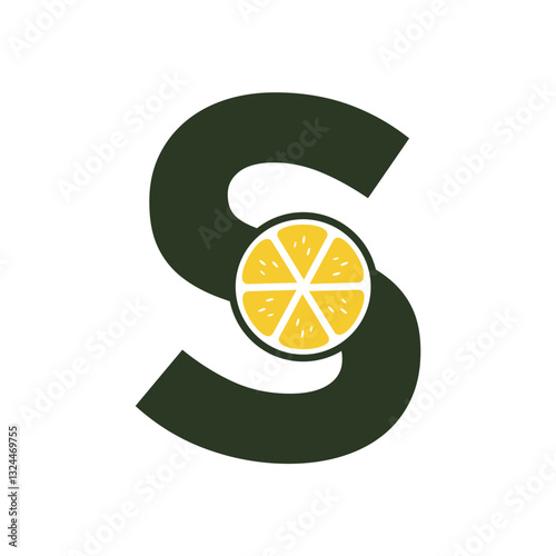 Lemon Logo Combine With Letter S Vector Template