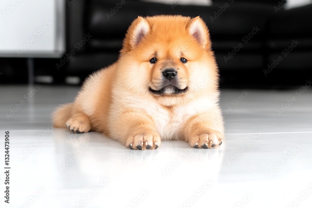 Cute Chow Chow Puppy at Home.