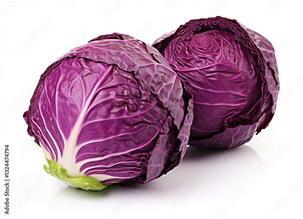 Organic Red Cabbage Head Isolated on White Organic Red Cabbage Head Isolated on White