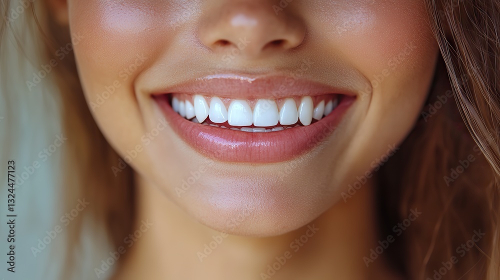 Close-up of a smiling woman highlighting white teeth, pink lips, beauty, health, cosmetic enhancement art, captivating. Close-up of a smiling woman highlighting white teeth, pink lips, beauty, health, cosmetic enhancement art, captivating.