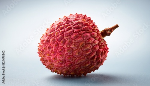 Exotic Lychee Fruit Close-up: A vibrant, single lychee fruit showcasing its unique, textured skin. The image captures the fruit's intricate detail, inviting the viewer to appreciate its exotic appeal.