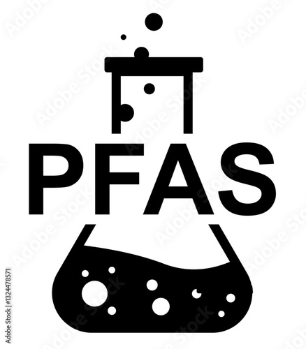PFAS Chemical Laboratory Testing Research Icon. Scientific research and testing of per-fluoroalkyl substances. PFAS concept. Icon isolated on transparent background. Vector illustration