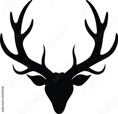  create a Deer antlers silhouette vector icon desing with a white background