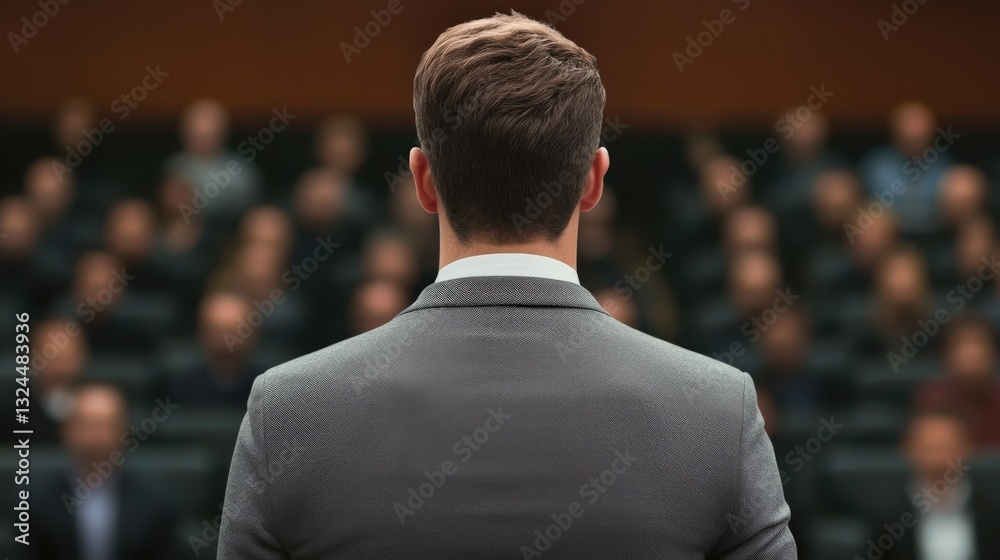 Businessman presenting to audience in re Businessman presenting to audience in re
