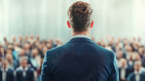 Businessman presenting to audience in re