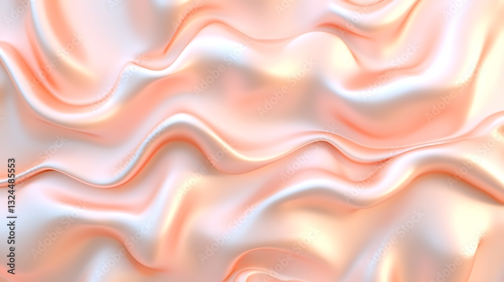Fototapeta premium Abstract surface waves in peach and pearl for backgrounds