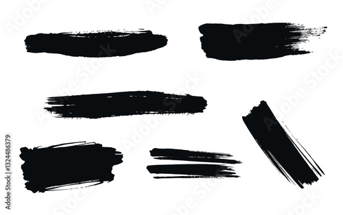 Set of Black Brush Strokes – Grunge Paint Texture Collection