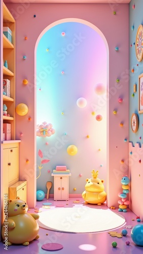 Wallpaper Mural Colorful playroom with joyful decor featuring radiant prism interior for kids. Concept focuses on creating radiant prism interior for kids, fostering creativity and imagination Torontodigital.ca