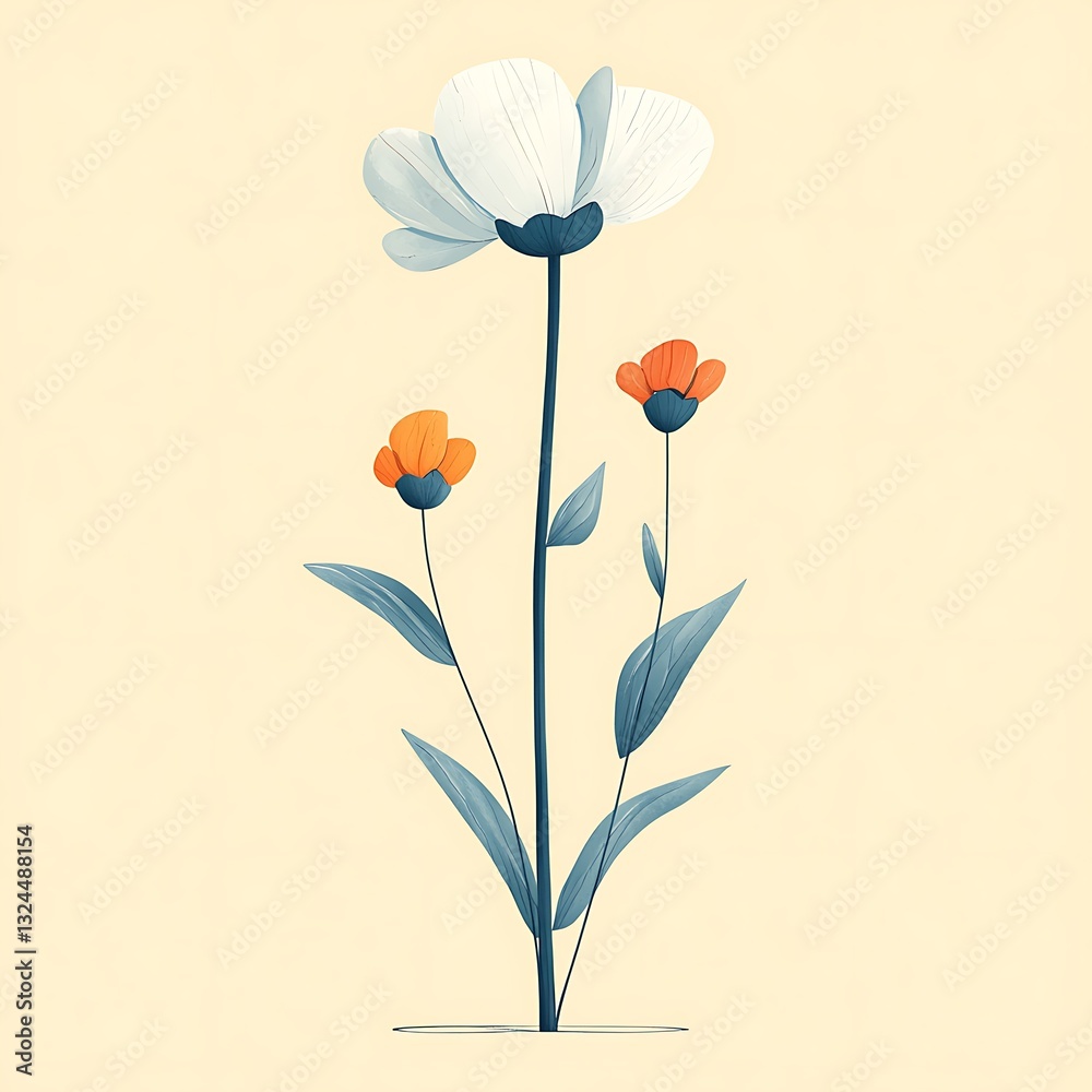 Naklejka premium Elegant Floral Illustration for Pastel Background.