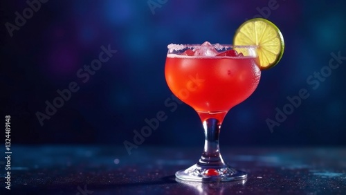 Wallpaper Mural Refreshing Red Cocktail with Ice and Citrus Garnish on a Dark Surface Torontodigital.ca