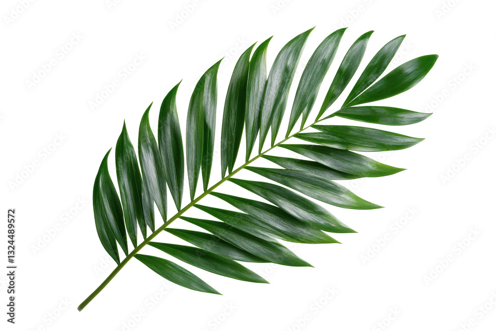 Fototapeta premium Green palm leaf on a white background, cut out