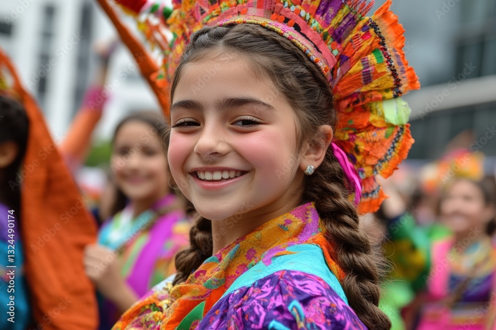 Fototapeta premium Joyful multicultural easter parade celebration with colorful traditional attire