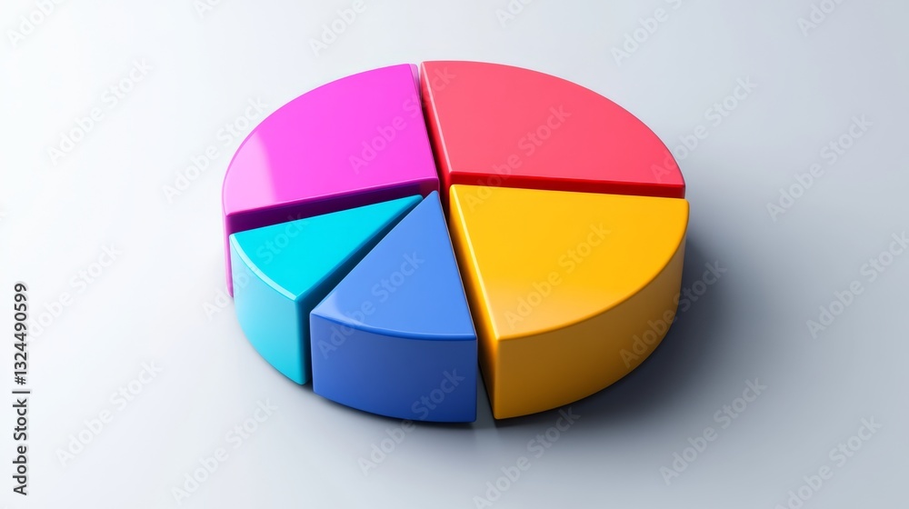 A simple D pie chart with clearly differentiated slices in distinct colors, making data visualization easy. A simple D pie chart with clearly differentiated slices in distinct colors, making data visualization easy.
