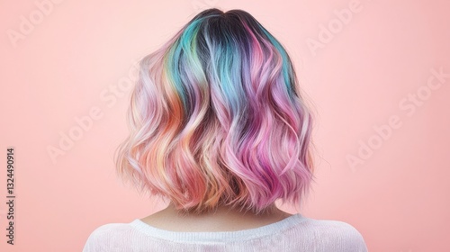 Pastel rainbow balayage with iridescent shimmer a whimsical trend