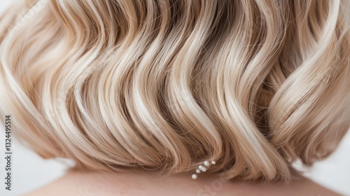 Enhanced soft curls with pearl accents romantic contemporary style