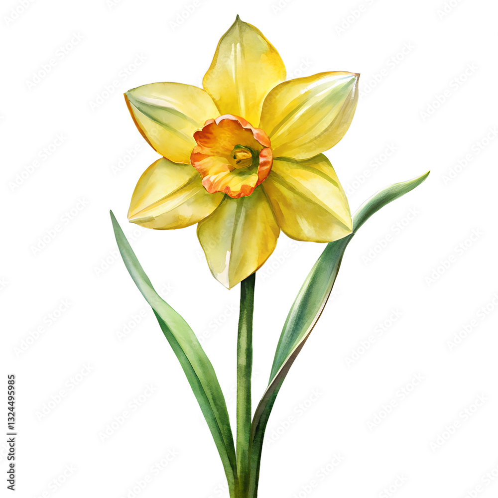 Daffodil Watercolor isolated on transparent background Daffodil Watercolor isolated on transparent background