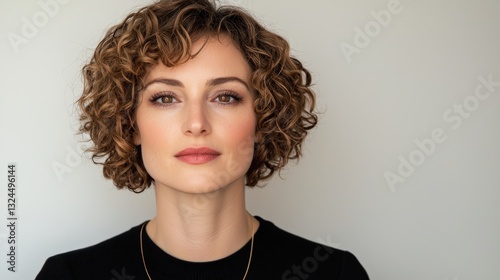 Modern chic hairstyle with voluminous curly layers and faded sides