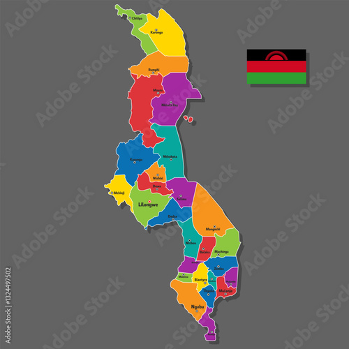 Vector map of Malawi