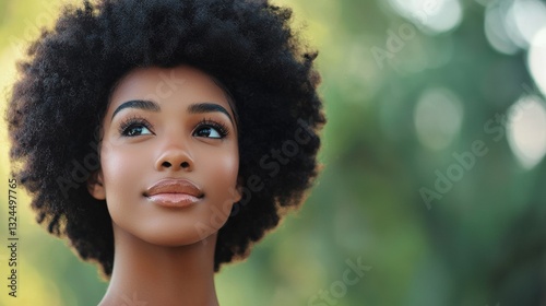 Voluminous afro with golden highlights showcases natural beauty trends