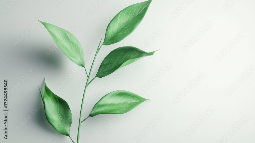 Green single leaves with a tilted angle isolated on white background Green single leaves with a tilted angle isolated on white background