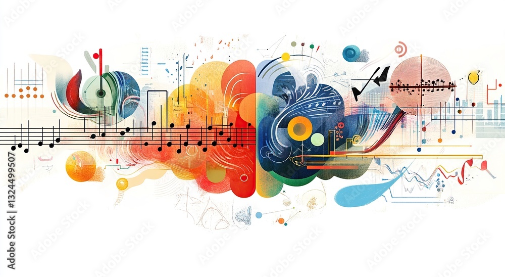 Obraz premium An artistic representation of the left and right brain, each half depicting different colors or patterns