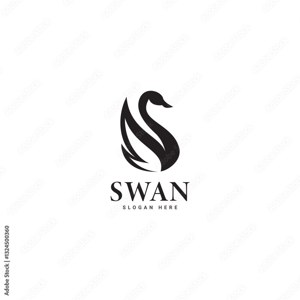 Obraz premium swan logo vector. Abstract minimalist logo icon swan