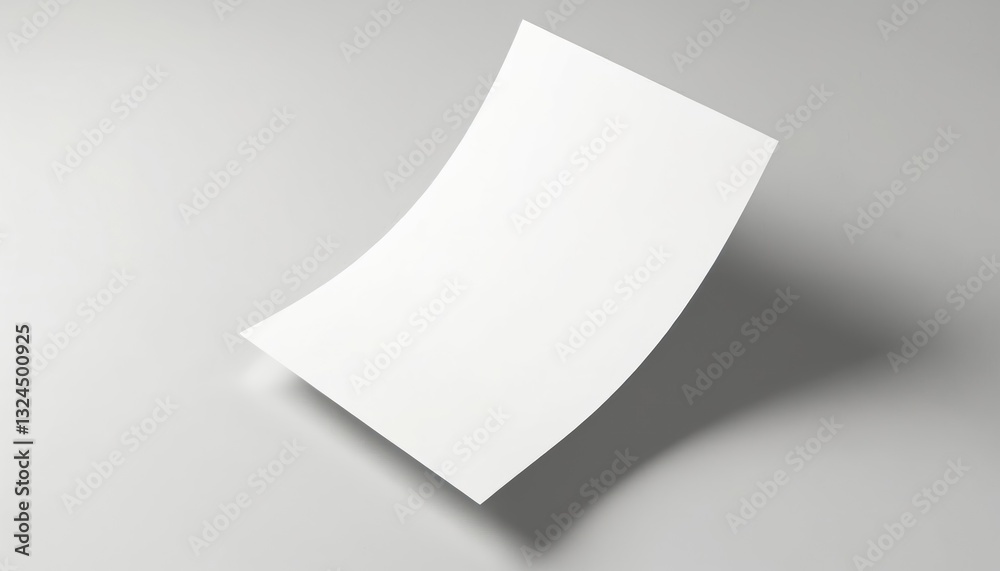 Floating blank letterhead with realistic drop shadow laying on white background. Clean, minimal paper sheet template, corporate identity design for marketing materials, formal documents elegant Floating blank letterhead with realistic drop shadow laying on white background. Clean, minimal paper sheet template, corporate identity design for marketing materials, formal documents elegant