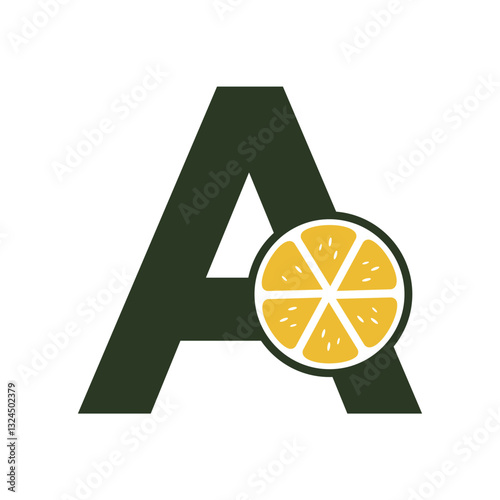 Lemon Logo Combine With Letter A Vector Template