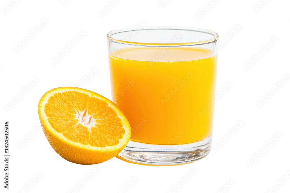Freshly squeezed orange juice with whole orange, cut out Freshly squeezed orange juice with whole orange, cut out