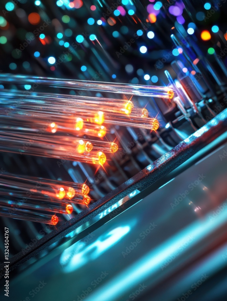 Obraz premium Fiber Optic Network Cable Installation and Infrastructure