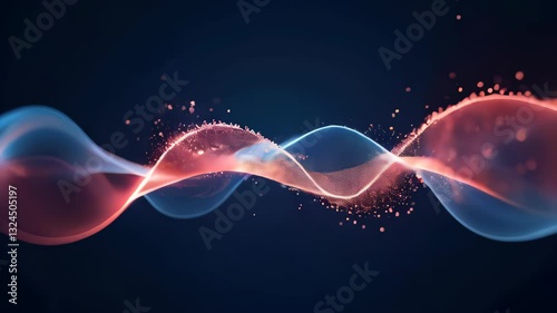 Flowing pink and purple abstract waveforms against a dark background, symbolizing sound frequencies or data movement. Concept of: music visualization, sound waves, digital aesthetics, AI, modern desig