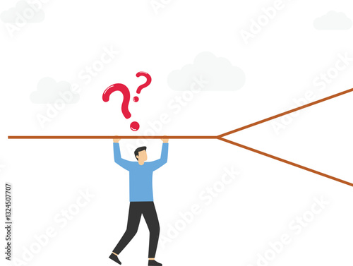 Businessman found crossroad to make decision. Determining the direction toward achieving targets. Flat vector illustration

