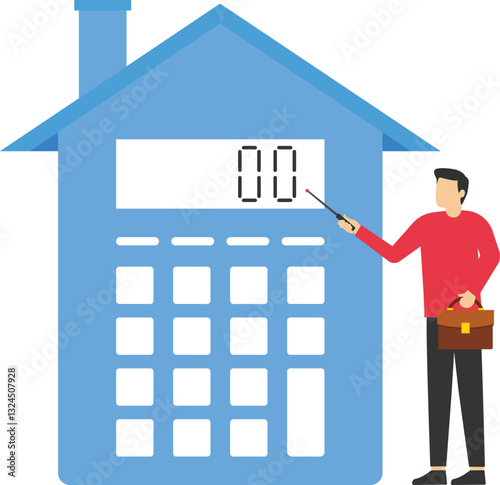 Business loans for real estate, residential finance economy. House mortgage calculation. Real estate investment or home refinance money. Modern vector illustration in flat style


