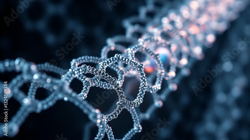 A detailed view of carbon nanotubes being used to manufacture lightweight yet extremely strong materials, representing the applications of nanotechnology in aerospace and high-performance engineering