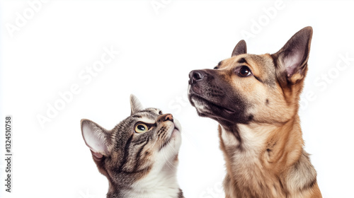 Cat and Dog Looking at Each Other in a Modern Banner Design