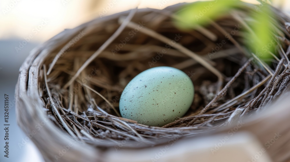 Obraz premium Cute egg in bird nest in Spring