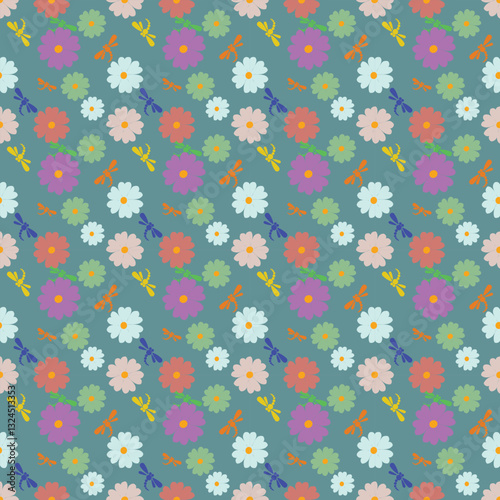 seamless floral pattern with flower and butterfly 