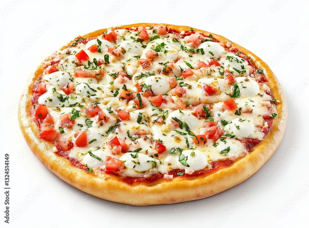 Delicious whole Margherita pizza with mozzarella, tomato, and basil. Delicious whole Margherita pizza with mozzarella, tomato, and basil.