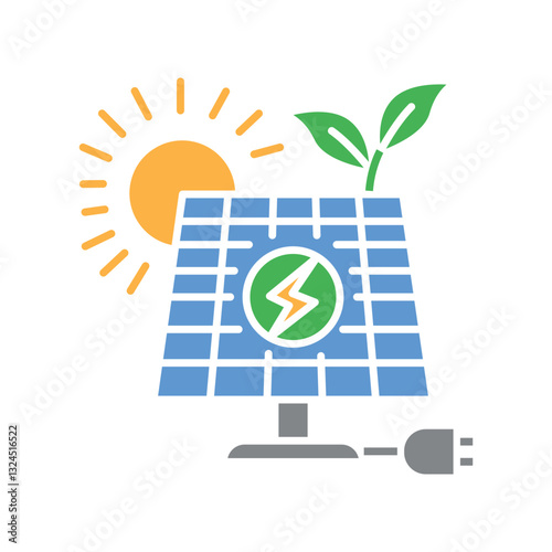 Solar energy flat line icon.