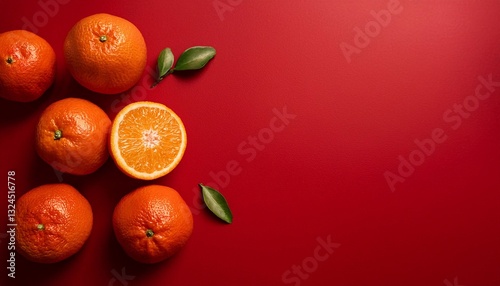 orange oranges on bright background with space for text top view