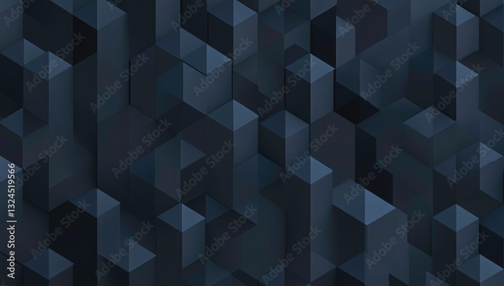 Obraz premium Abstract Geometric Pattern of Dark Blue Cubes