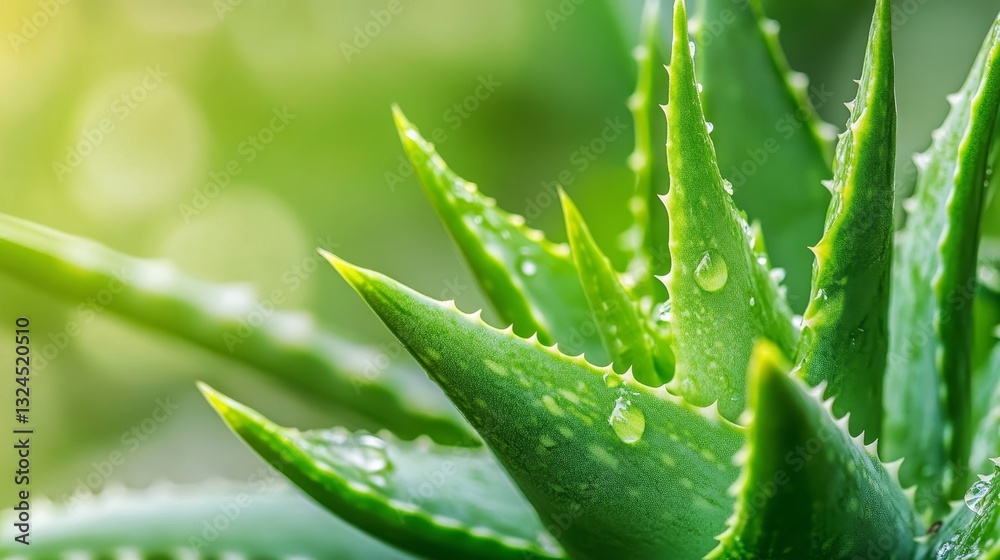 Close-up of aloe vera leaves with a natural green background. Close-up of aloe vera leaves with a natural green background.