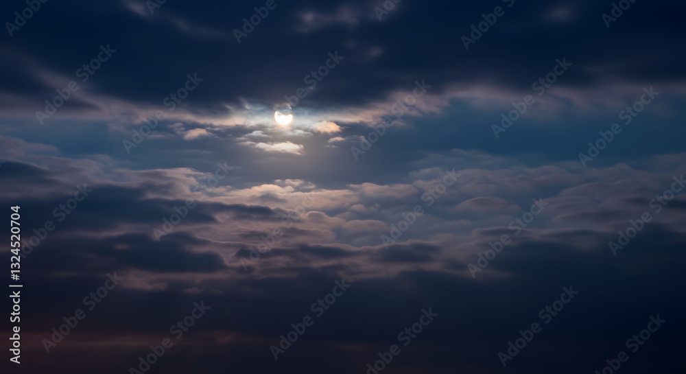 Serene night sky with soft clouds and moonlit glow Serene night sky with soft clouds and moonlit glow