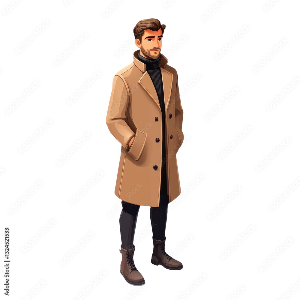 Stylish Man in Tan Coat: A Portrait of Modern Elegance and Urban Fashion, Exuding Confidence and Trendsetting Style with a Touch of Casual Sophistication Stylish Man in Tan Coat: A Portrait of Modern Elegance and Urban Fashion, Exuding Confidence and Trendsetting Style with a Touch of Casual Sophistication